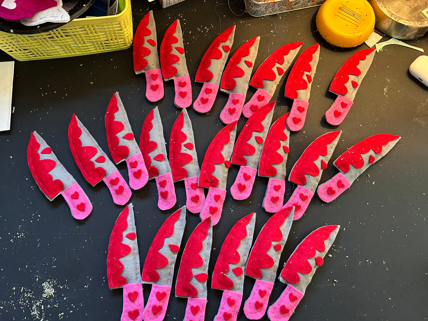Valentine's day bloody knife catnip toy